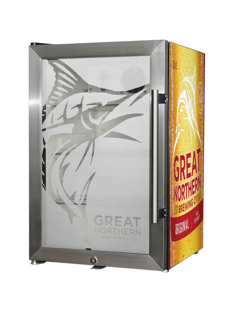 Great Northern Original Tropical Glass Door Fridge 80 Cans Left Hinge