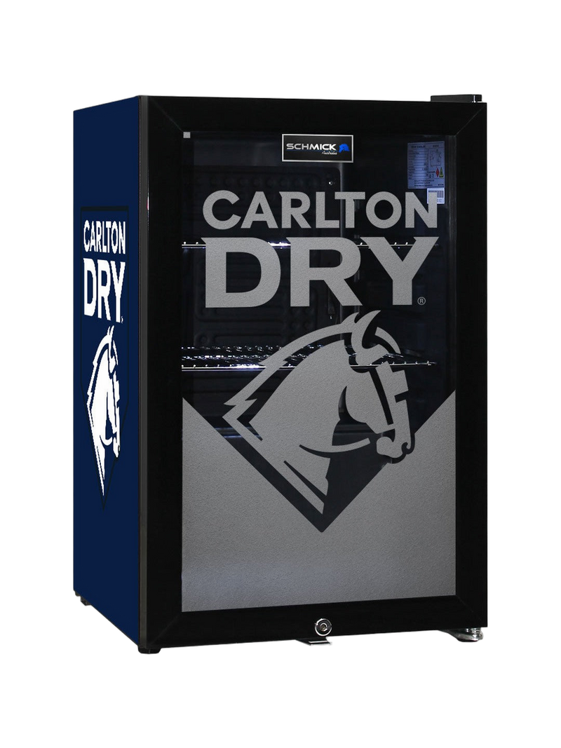 Carlton Dry Glass Door Bar Fridge With Cool Frosted Door Logo