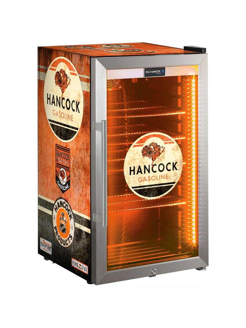 Hancock Vintage Fuel Pump Triple Glazed Alfresco Bar Fridge With LED Strip Lights