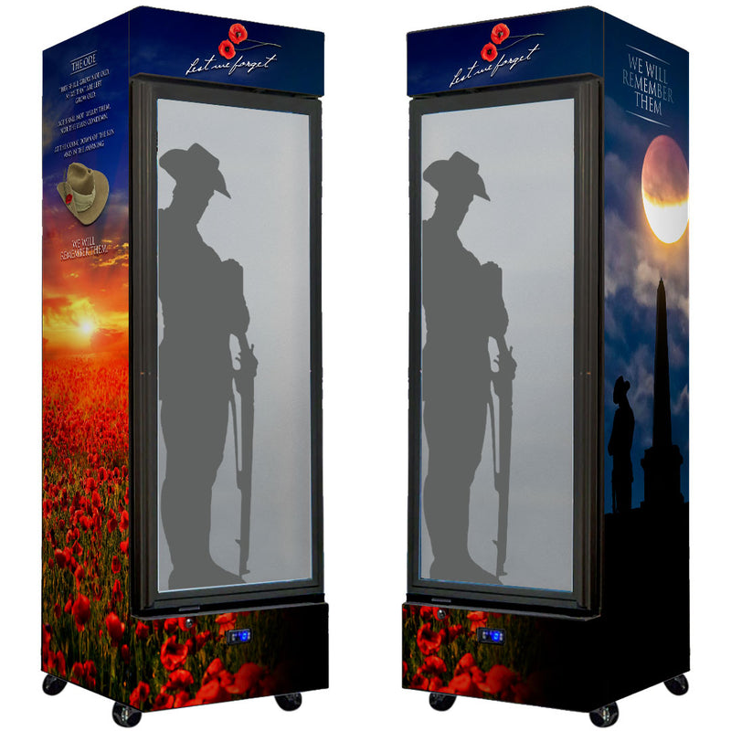 Lest We Forget II 372L Upright Bar Fridge