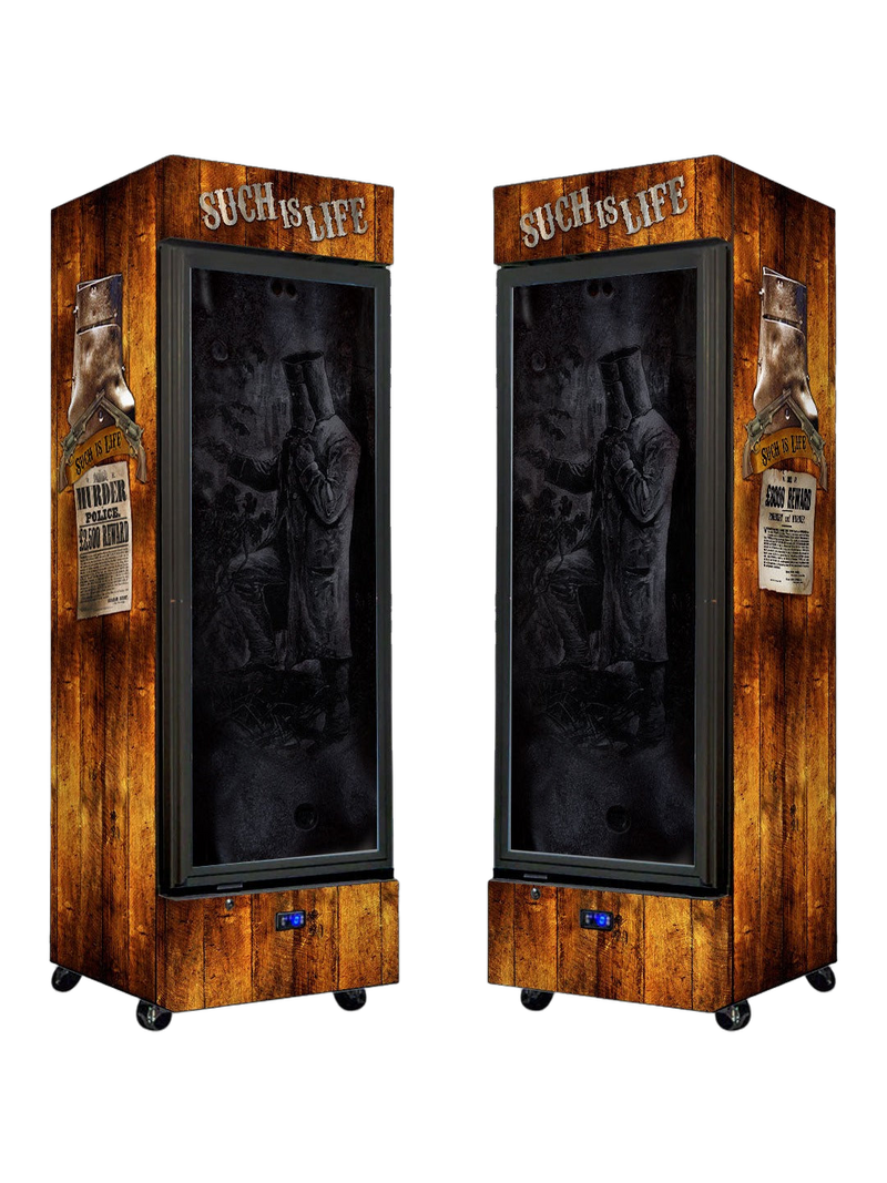 Ned Kelly Upright Quiet Running Black Glass Door Bar Fridge