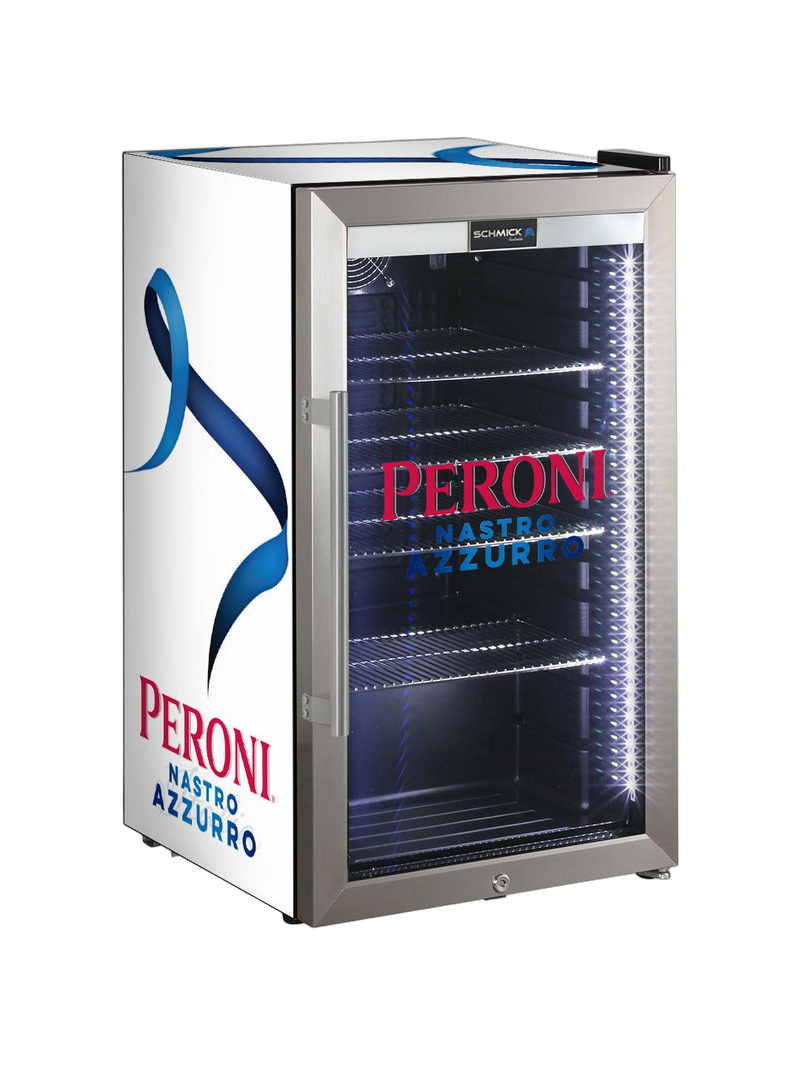 Peroni Alfresco Bar Fridge With LED Strip Lights, Lock and Low-E Glass