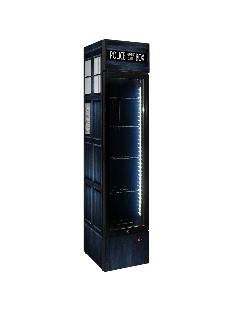 TARDIS Skinny Upright Bar Fridge With Police Box