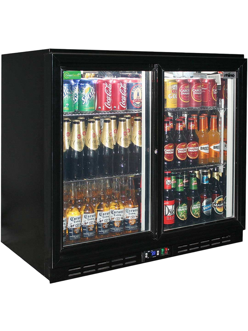 Esso Commercial Under-Bench 2-Door Sliding Glass Fridge