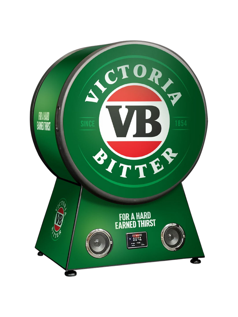 Victoria Bitter Round Bar Fridge with Bluetooth Speakers