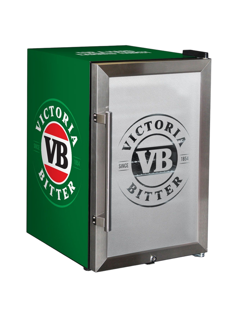 Victoria Bitter Triple Glazed Glass Door Bar Fridge, Frosted Logo