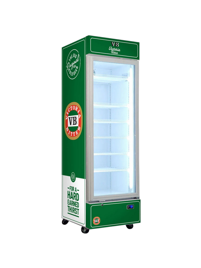 Victoria Bitter Upright Glass Door Bar Fridge (Original Logo)
