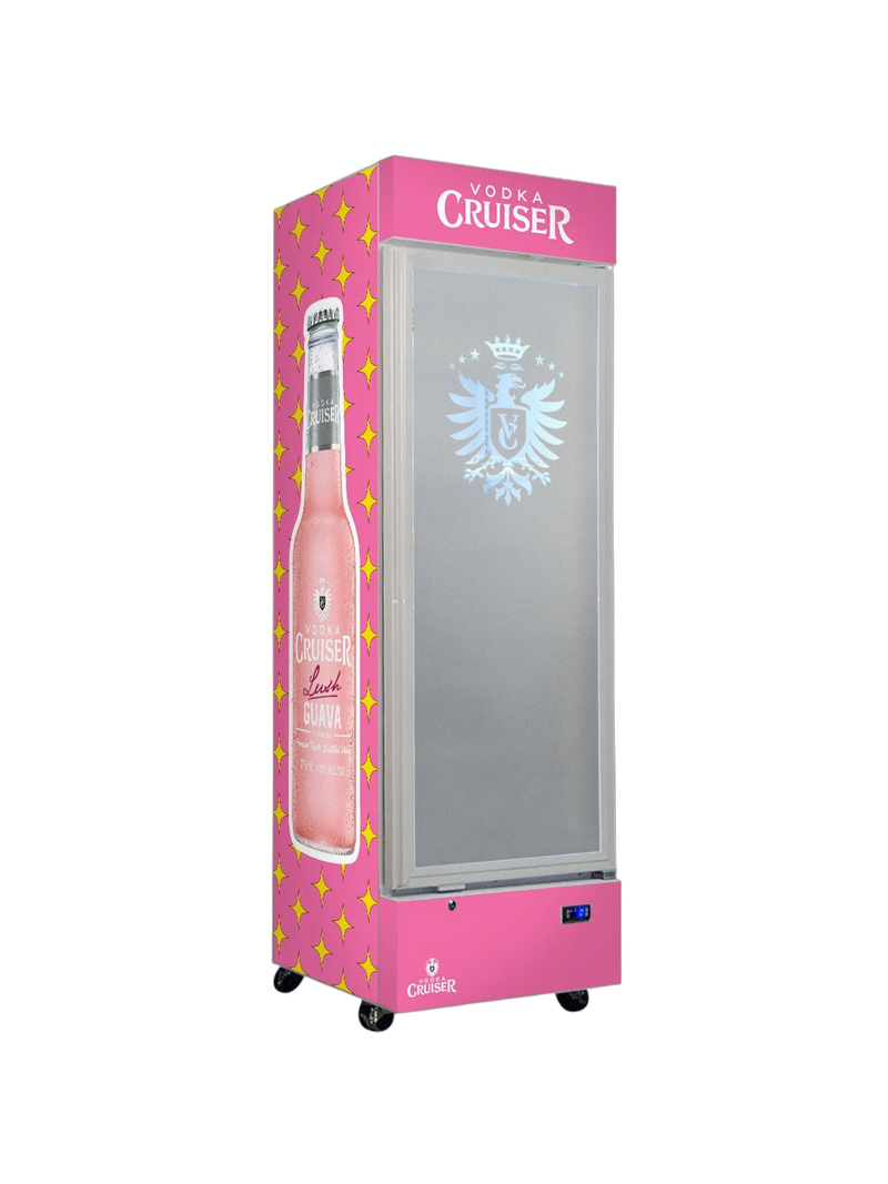 Vodka Cruiser Upright Quiet Running Glass Door Bar Fridge