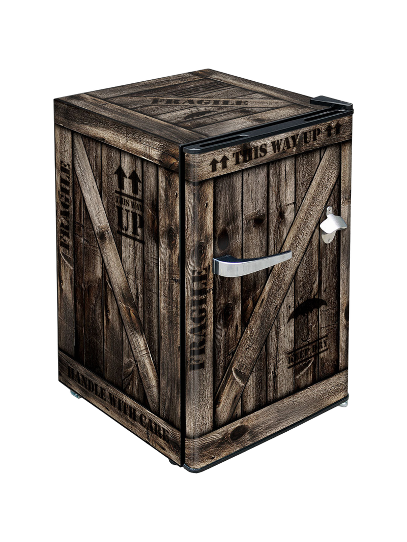 Wooden Crate Retro Mini Bar Fridge 70L