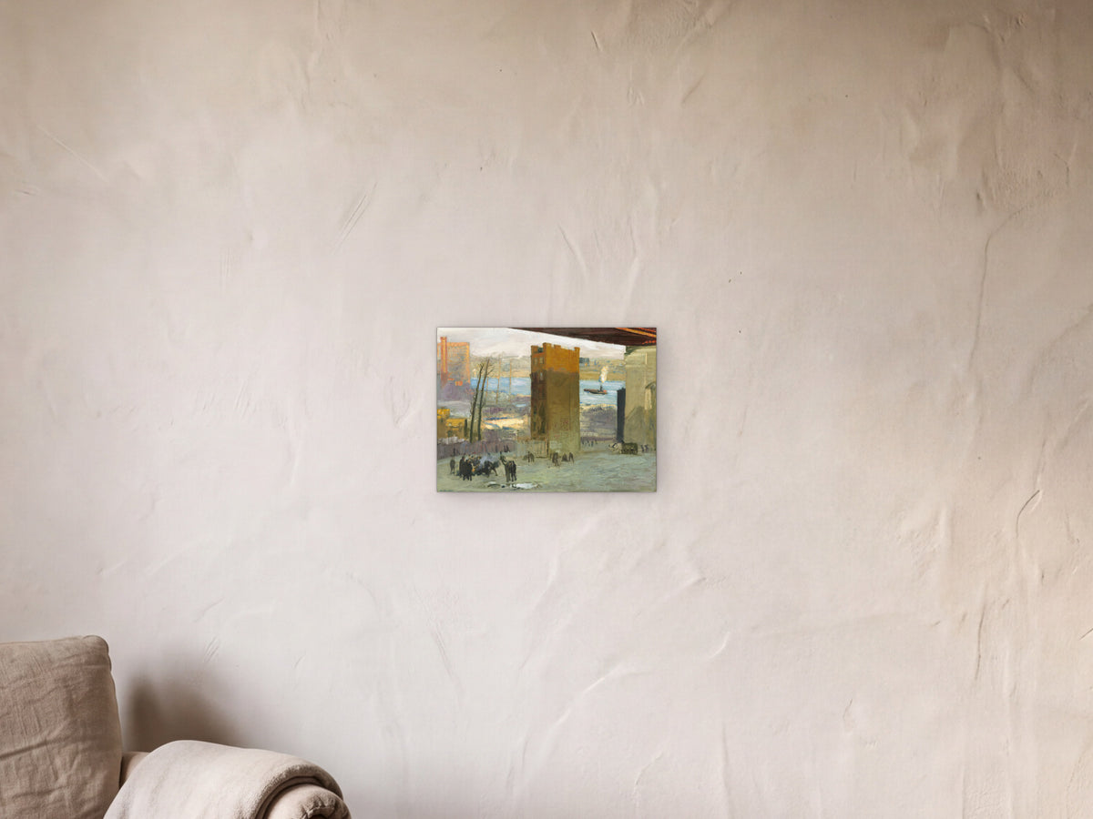 The Lone Tenement shown in a limewash reading corner beside an armchair and a floor lamp - scale render at 40 × 30 cm