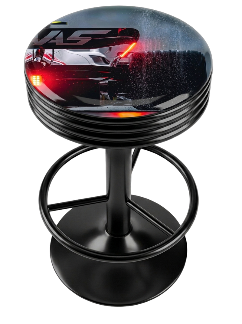 Racing Car In The Wet F1 Bar Stool Black