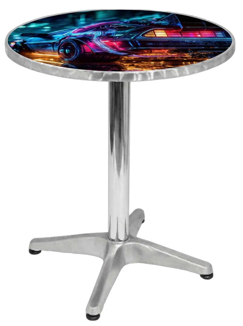 Cyberpunk Meets Delorean Bar Table Stainless Steel