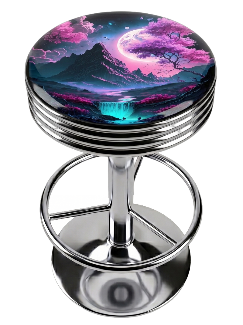 Japan Cherry Blossom Bar Stool Chrome