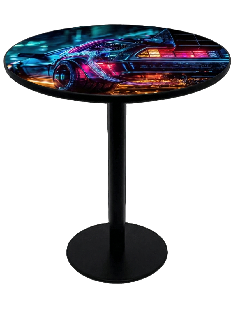 Cyberpunk Meets Delorean Bar Table Black