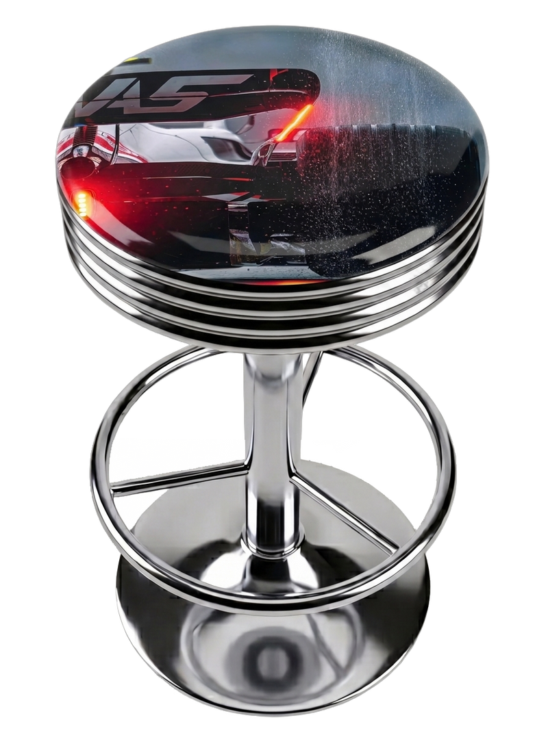 Racing Car In The Wet F1 Bar Stool Chrome
