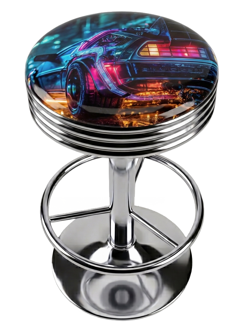 Cyberpunk Meets Delorean Bar Stool Chrome