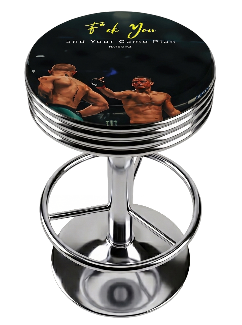 Nate Diaz F*ck You And Your Plan Bar Stool Chrome