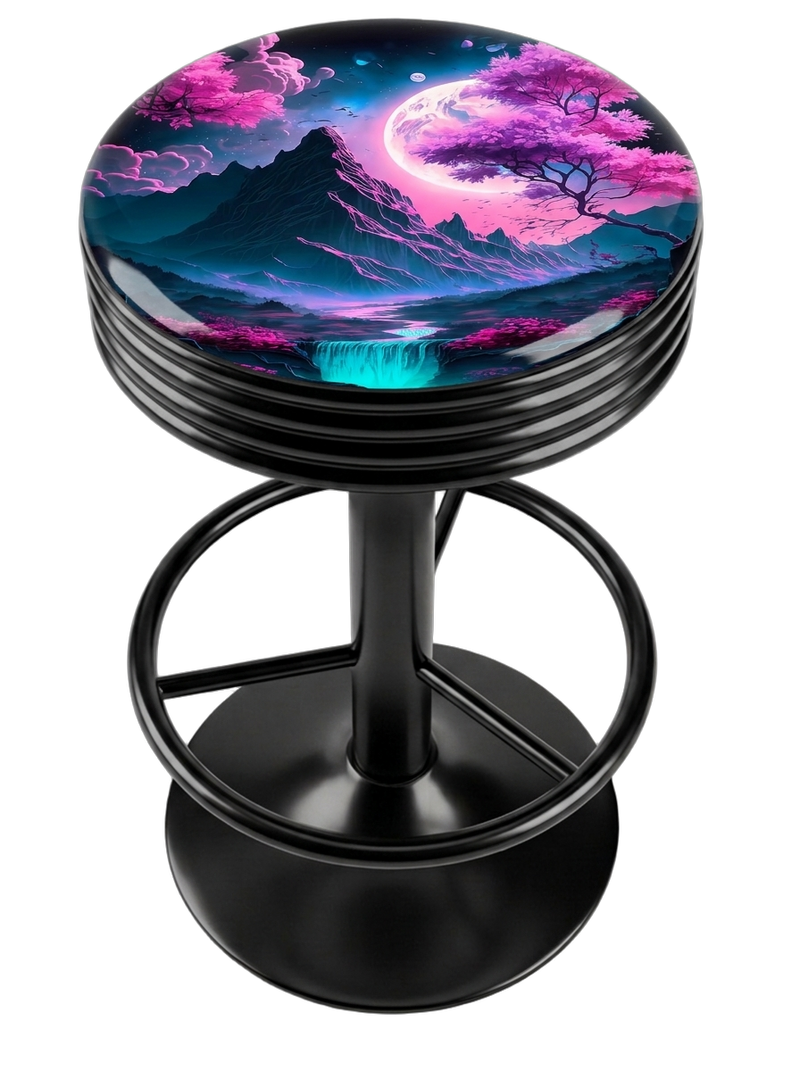 Japan Cherry Blossom Bar Stool Black