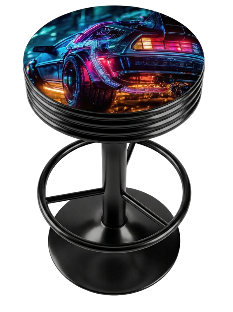 Cyberpunk Meets Delorean Bar Stool Black